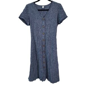 Vintage Y2K Old Navy Chambray Button Front Dress Petite S Linen Blend Capsule